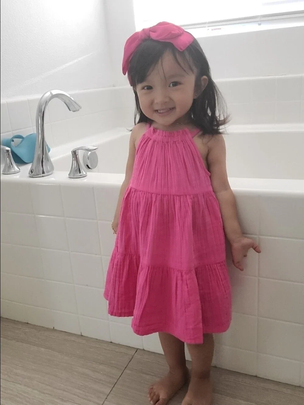 Pink and Striped Tiered Dresses